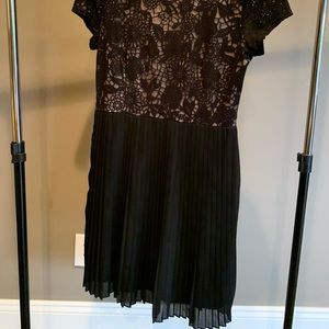 Lace Bodice Pleated Skirt Dress